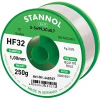 Stannol HF32 3500 Lötzinn, bleifrei Spule Sn99,3Cu0,7 250g 1mm