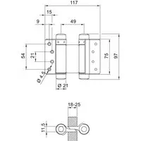 DENI Pendeltürband 3982,beidseitig pendelnd Gr. 29/75mm, TS 18-25 verzinkt