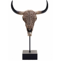 MCW Deko Standfigur Kuhschädel HWC-D30, Stierkopf Bulle Tierkopf Kuhkopf