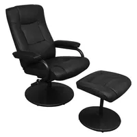 VidaXL TV-Sessel mit Fußhocker Schwarz Kunstleder