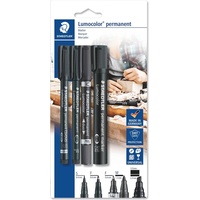 Staedtler Lumocolor 60 Permanentmarker schwarz sortiert, 4er-Set (60 BK)