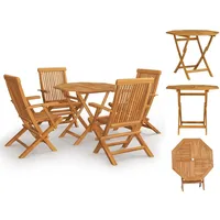VidaXL 5-tlg. Garten-Essgruppe Massivholz Teak