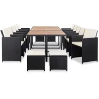VidaXL Garten-Essgruppe 15-tlg. Schwarz