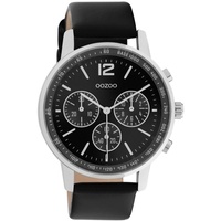 Oozoo Armbanduhr mit Lederband 42 mm Schwarz/Silber