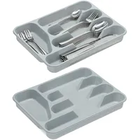 Relaxdays Besteckkasten 2er Set Kunststoff HxBxT 4 x 25