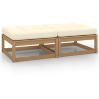VidaXL Garten-Fußhocker mit Kissen 2 Stk. Honigbraun Massivholz Kiefer