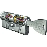 Winkhaus Einbaudoppelzylinder key Tec X-tra, Lagerprogramm, 30/30, Messing vernickelt