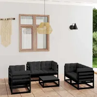 VidaXL 7-tlg. Garten-Lounge-Set mit Kissen Massivholz Kiefer