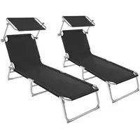 Tectake Gartenliegen 190 x 68 x 65 cm schwarz