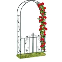 Relaxdays Rosenbogen mit Tür, Garten Rankhilfe Kletterpflanzen, Torbogen Metall,