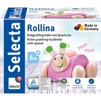 Selecta Rollina, 61072 rosa, Greifling mit Quietsche aus Holz,