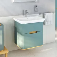 Vitra Sento Waschtisch-Möbel-Set 65876 63x48,5x68,5cm, 2 Vollauszüge, fjordgrün matt,
