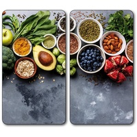 Kesper Herdabdeckplatte Healthy Kitchen bunt Glas B/L: ca. 30x52