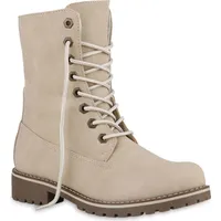 VAN HILL Damen Schnürstiefeletten in Creme