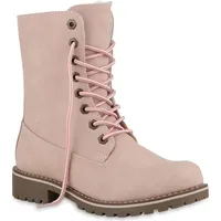 Stiefelparadies Damen Schnürstiefeletten in Rosa,
