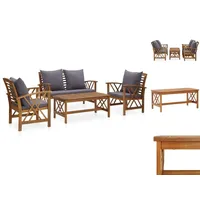VidaXL 4-tlg. Garten-Lounge-Set mit Auflagen Massivholz Akazie