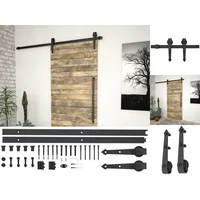 VidaXL Schiebetürbeschlag-Set 183 cm Stahl Schwarz