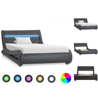 VidaXL Bettgestell mit LED Grau Kunstleder 100 x 200