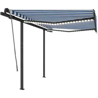 VidaXL LED Gelenkarmmarkise 350 x 250 cm blau/weiß