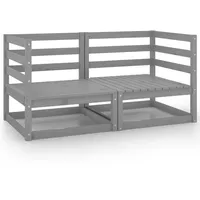 VidaXL 2-Sitzer-Gartensofa Grau Massivholz Kiefer