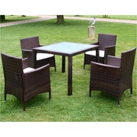 VidaXL 5-tlg. Garten-Essgruppe mit Auflagen Poly Rattan Braun