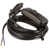 Kopp 140305098 Euro-Zuleitung 2 m, mit Zwischenschalter, schwarz, 2m