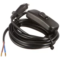 Kopp - Europa-zuleitung, mit Aderendhülsen, Schnurzwischenschalter 1-polig, schwarz