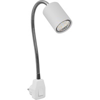 Ledscom.de GU10 Steckdosenlampe WAIKA Schwanenhals, Schalter, weiß inkl. GU10