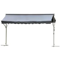 Outsunny Standmarkise Gartenmarkise Markise mit Faltarm Kurbel Terrasse Grau