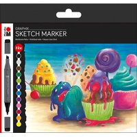 Marabu GRAPHIX SUGARHOLIC Permanentmarker-Set farbsortiert 1,0 - 7,0 mm,