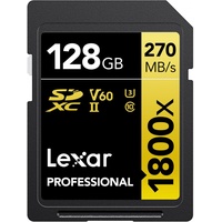 Lexar Professional 1800x Gold Series R270/W180 SDXC 128GB, UHS-II
