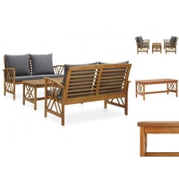 VidaXL 3-tlg. Garten-Lounge-Set mit Auflagen Massivholz Akazie grau