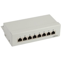 InLine Patchfeld Cat.6 8-fach, Desktop grau RAL7035