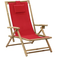 VidaXL Relaxstuhl Rot Bambus und Stoff