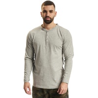 URBAN CLASSICS Basic Henley L/S te Sweatshirt, Grau, M