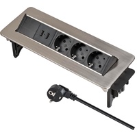 Brennenstuhl Indesk Power USB-Charger Tischsteckdosenleiste/versenkbare Steckdosenleiste 3-Fach (Mehrfachsteckdose mit