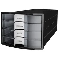 HAN Schubladenbox IMPULS 1012-363 DIN A4/C4 4Fächer geschl. sw/tr
