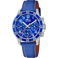 Lotus Junior 36 mm Edelstahl blau Lederarmband blau-orange