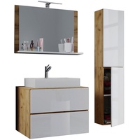 VCM my bath Badmöbel-Set Lendas L 915295 honig-eiche, weiß
