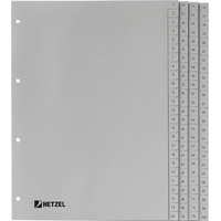 Rexel Hetzel 721311 Kunststoffregister Zahlen A4 1-100, grau
