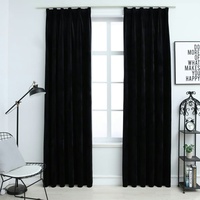 VidaXL Verdunkelungsvorhänge mit Haken 2 Stk. Samt Schwarz 140x175