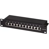 Logilink NP0052B 12 Port Patch-Panel 10 Zoll, Einbau Kat.6A