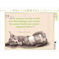 Calvendo Puzzle Eine Pause einlegen - Katzenzeichnung mit Zitat
