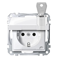 Merten SCHUKO-Steckdose pws/gl Klappdeckel MEG2315-0319