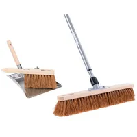 BawiTec Kokosbesen Kehrset,Komplett-Set,Besen 40cm,mit Teleskopstiel verstellbar,Handfeger Holz 28cm,Metall-Kehrblech mit
