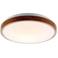 LINDBY LED-Deckenleuchte Mendosa, rund, Holz hell, Ø 29cm