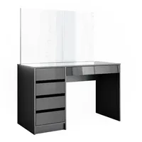 Vicco Schminktisch Sherry Anthrazit, Hochglanz Frisiertisch Spiegel Kommode