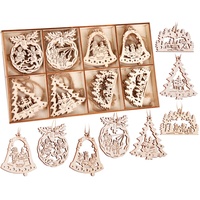 Brubaker 24-TLG. Weihnachtsanhänger Set - Baumschmuck aus Holz ca.