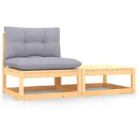 VidaXL Garten-Lounge-Set 2-tlg. grau
