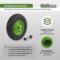 Baumarktplus Schubkarrenrad 4.80/4.00-8 & Achse Luftrad 4PR 400mm Schiebkarrenrad